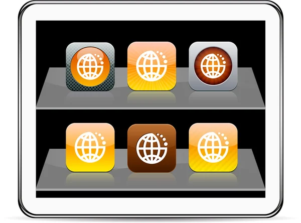 Ícones de aplicativo planeta laranja . —  Vetores de Stock
