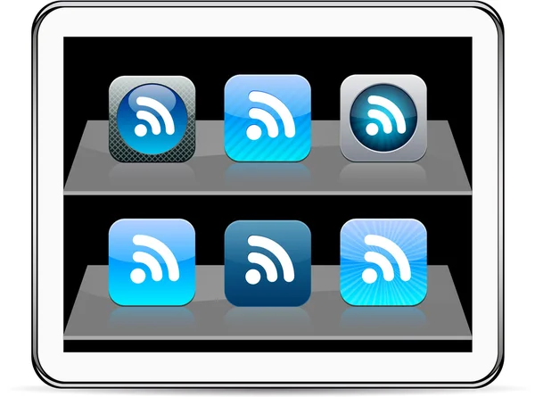 RSS blauwe app pictogrammen. — Stockvector
