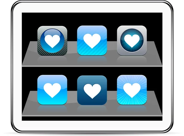 Heart blue app icons. — Stock Vector