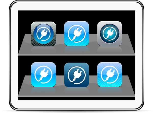Power plug kék alkalmazás ikonok. — Stock Vector