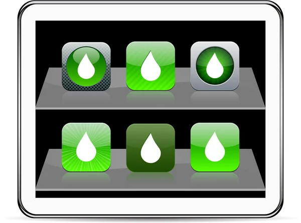 Drop grüne App-Symbole. — Stockvektor