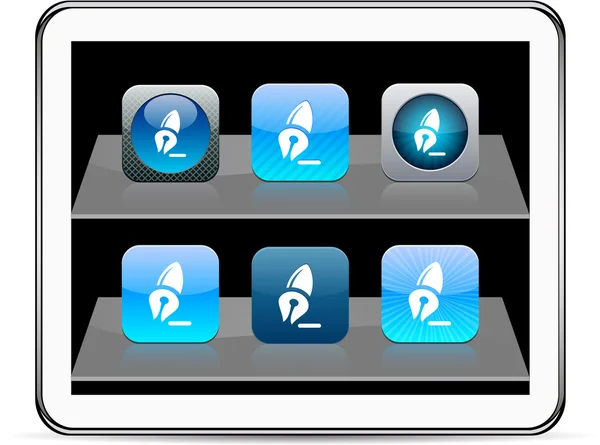 Ícones de aplicativo azul caneta . — Vetor de Stock