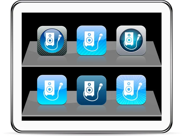 Karaoke blue app icons. — Stock Vector