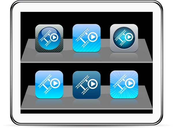 Película iconos de aplicación azul . — Vector de stock