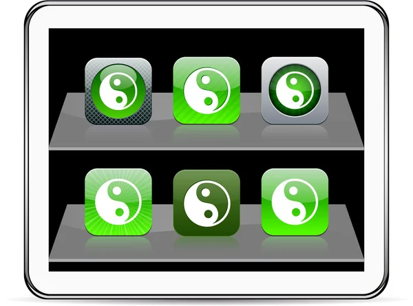 Ying yang groene app pictogrammen. — Stockvector