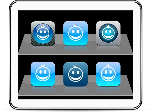 Ícones de aplicativos azuis sorridentes . —  Vetores de Stock