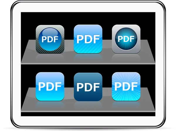 PDF-blauwe app pictogrammen. — Stockvector