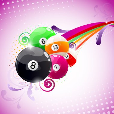 Beautiful colorful background with billiard balls clipart