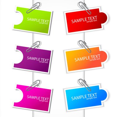 Colorful paper card with clip clipart
