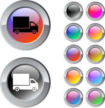 Delivery multicolor round button. clipart