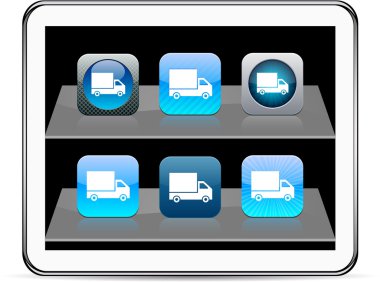 Delivery blue app icons. clipart