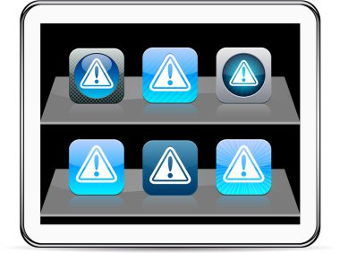 Exclamation sign blue app icons. clipart