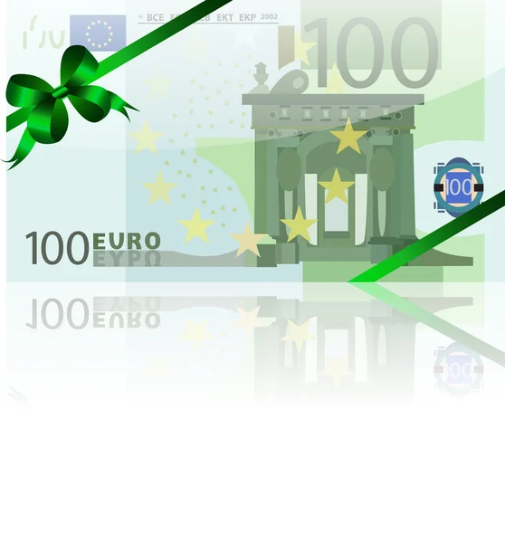 100 euro and green bow — Stock Vector