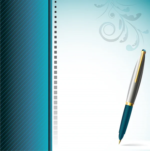 Penna elegante e pagina elegantemente decorata — Vettoriale Stock