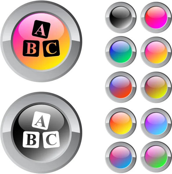 ABC cubos multicolor botão redondo . — Vetor de Stock