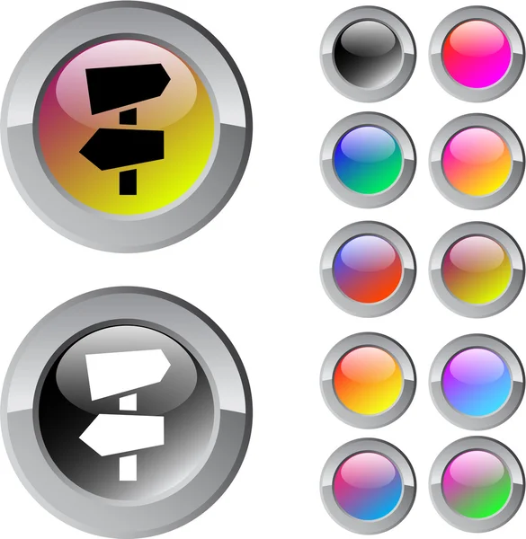 Flèches routières bouton rond multicolore . — Image vectorielle