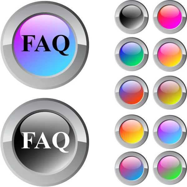FAQ multicolor ronde knop. — Stockvector