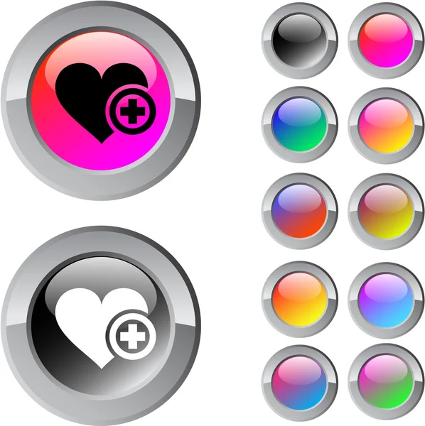 Dodać do vavorite multicolor okrągły przycisk. — Wektor stockowy