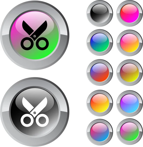 Ciseaux bouton rond multicolore . — Image vectorielle
