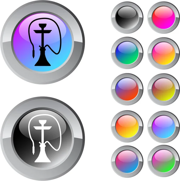Hookah multicolor round button. — Stock Vector