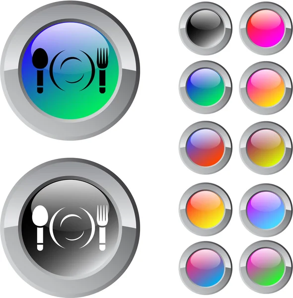 Dîner bouton rond multicolore . — Image vectorielle