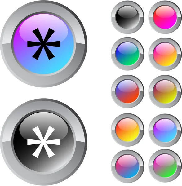 Αστερίσκος πολύχρωμα στρογγυλό κουμπί. — Διανυσματικό Αρχείο