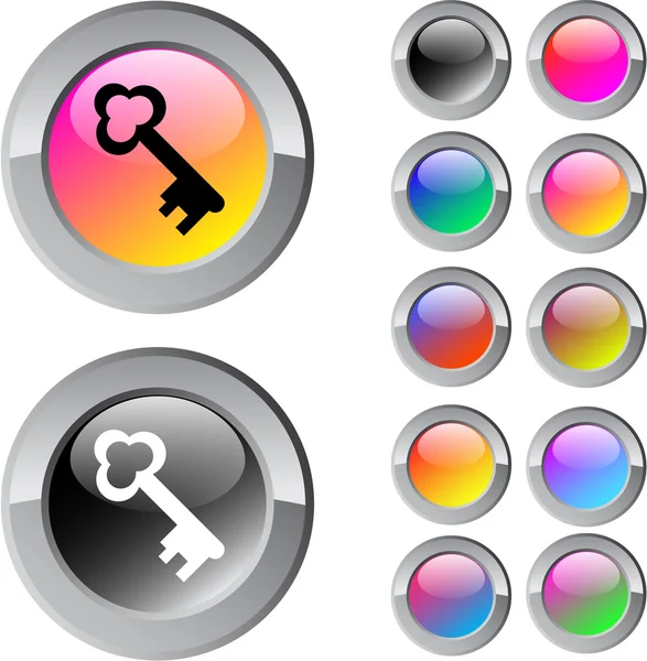 Multicolor ronde knop sleutel. — Stockvector
