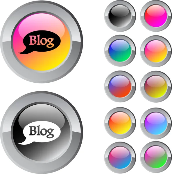 Blog multicolor ronde knop. — Stockvector