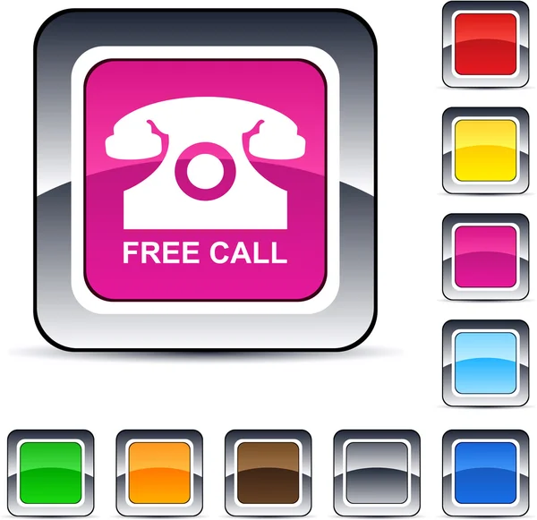 Free call square button. — Stock Vector