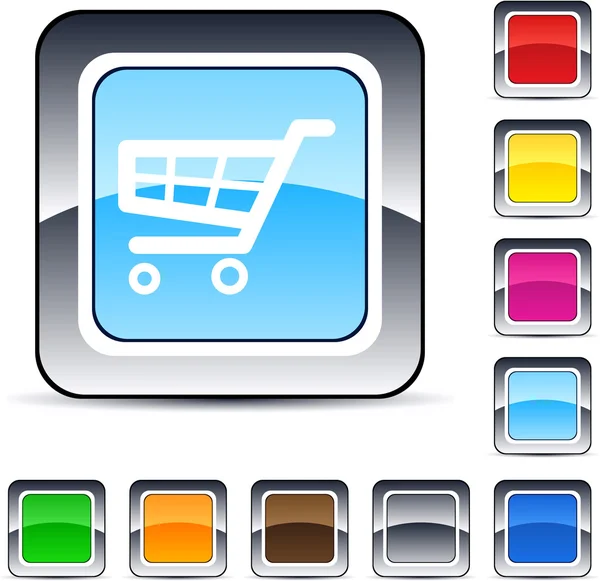 Shopping cart square button. — Stock Vector