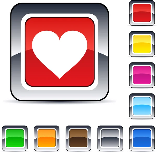 Heart square button. — Stock Vector