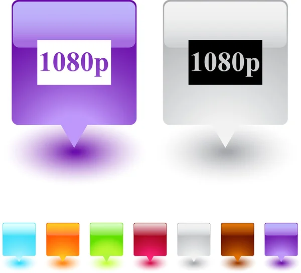 Čtvercové tlačítko 1080p. — Stockový vektor