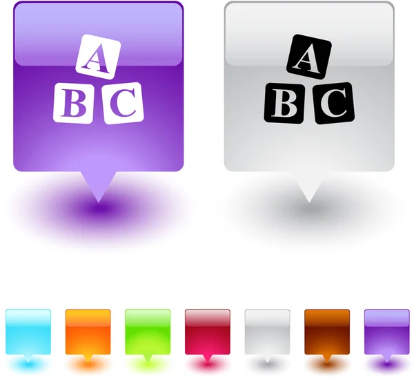 ABC cubes square button. — Stock Vector