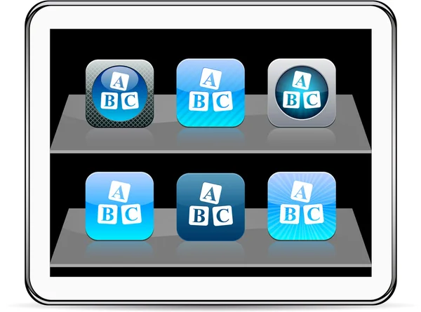 ABC κύβους app μπλε εικονίδια. — Διανυσματικό Αρχείο