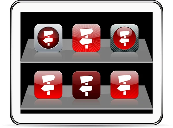 Flèches routières icônes application rouge . — Image vectorielle