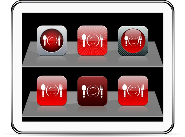 Dîner icônes app rouge . — Image vectorielle