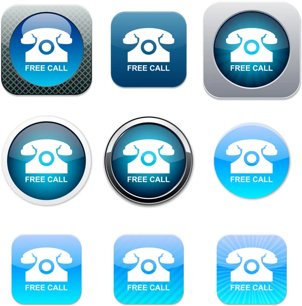 Blauwe oproep app pictogrammen. — Stockvector