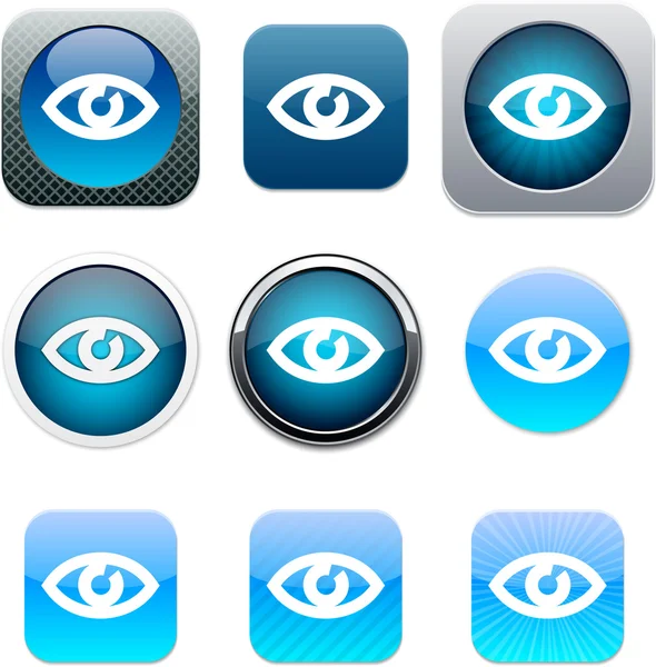 Icônes app bleu oeil . — Image vectorielle