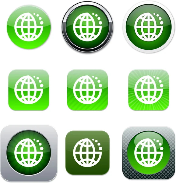 Planet gröna app ikoner. — Stock vektor