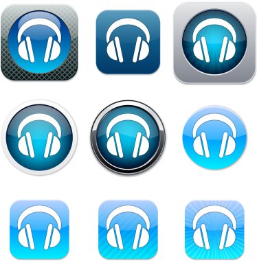 kulaklık mavi app simgeleri.