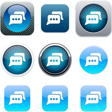 Chat blue app icons. clipart