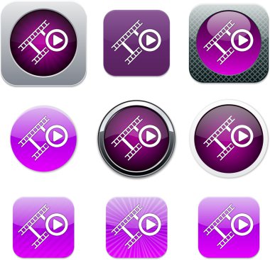 Film purple app icons. clipart