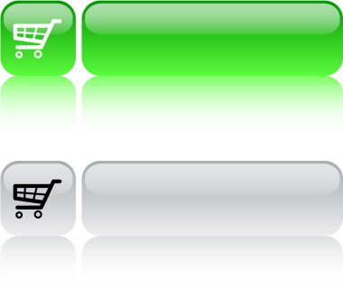 Shopping cart square button. clipart