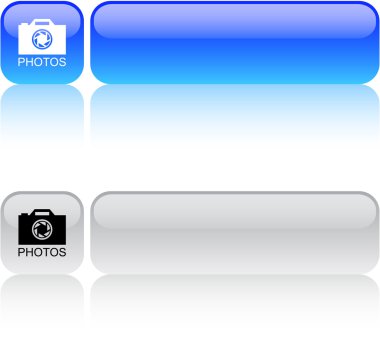 Photos square button. clipart