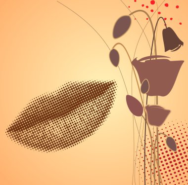 Beautiful abstract background with silhouette of women's lips clipart