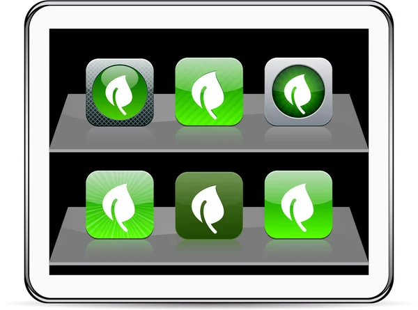 Ikony aplikacji zielony liść. — Wektor stockowy