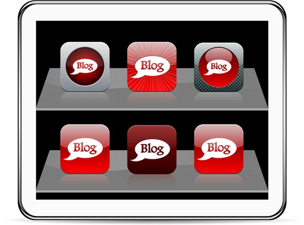 Blog icônes application rouge . — Image vectorielle