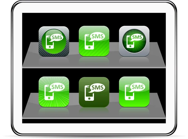 Ícones de aplicativos verdes SMS . —  Vetores de Stock