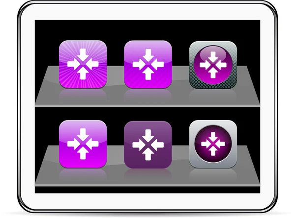 Kliknij tutaj, ikony aplikacji fioletowy. — Wektor stockowy