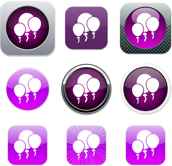 Luftballons lila App-Symbole. — Stockvektor